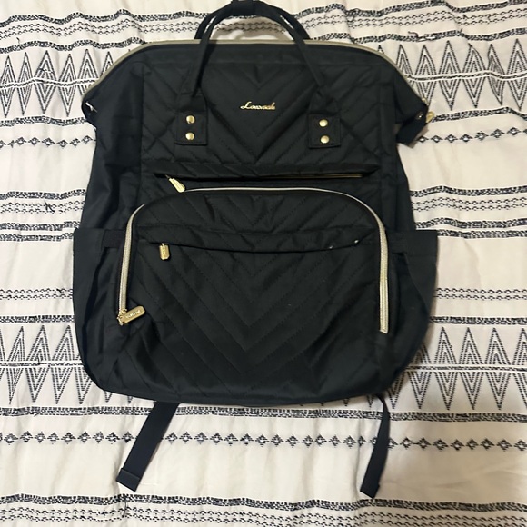 Lovevook Black Quilted Backpack with Gold Accents - Picture 1 of 3